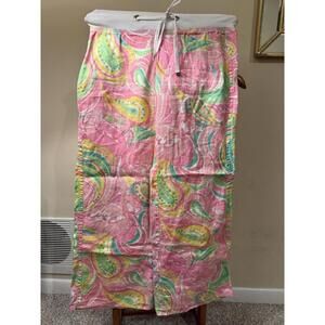 Lilly Pulitzer -Women's The beach Pants Pink 100% Linen Wide-Leg pull on XXS